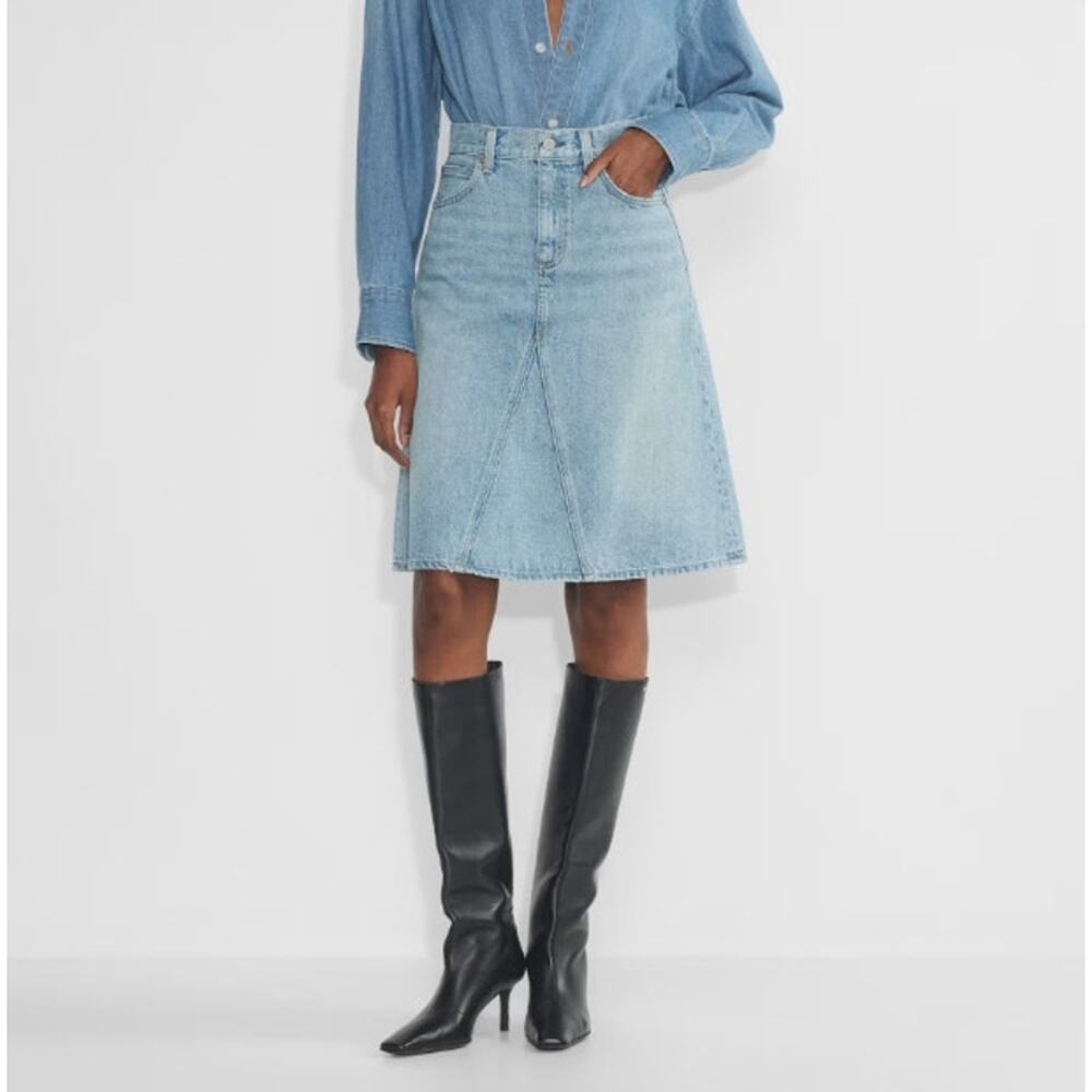 Light Blue Denim A-Line Skirt